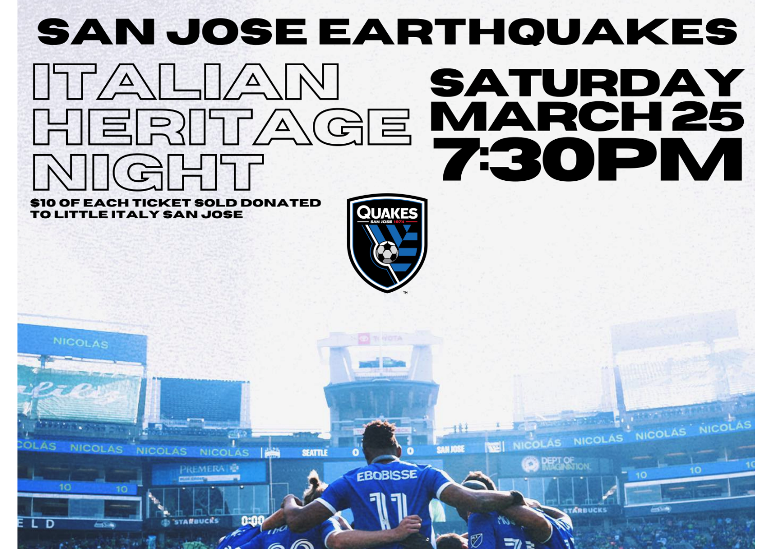 We The Italians  San Jose Earthquakes Italian Heritage Night vs Toronto FC