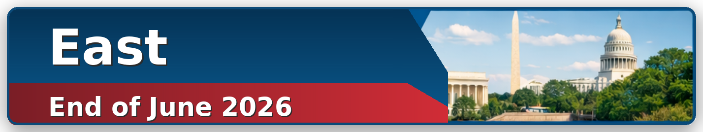 East – End of June 2026